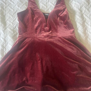 Burgundy and red velvet dress
